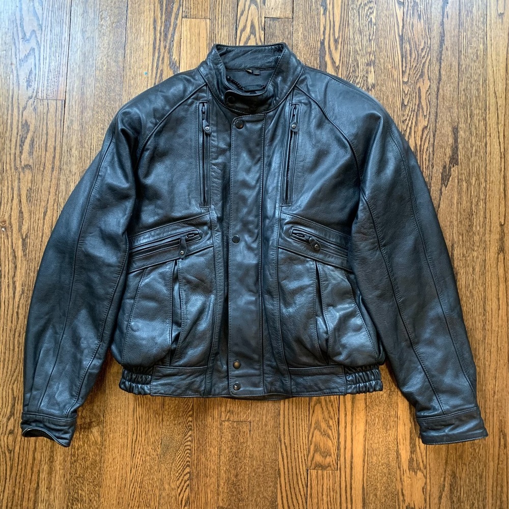 Vintage Harley Davidson Leather Black Biker Jacket 90s Motorcycle Zip Up Size 48